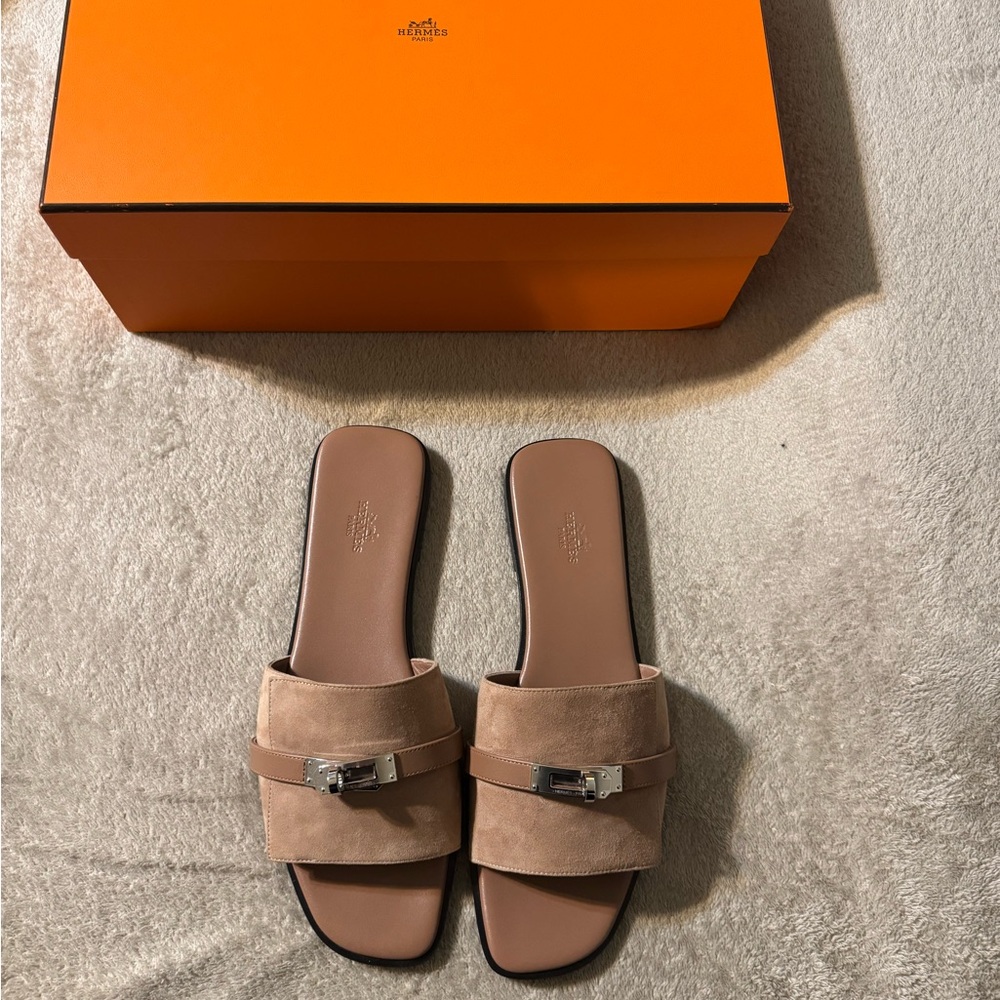 Hermes Giulia Sandals in VE Rose Perle size 42